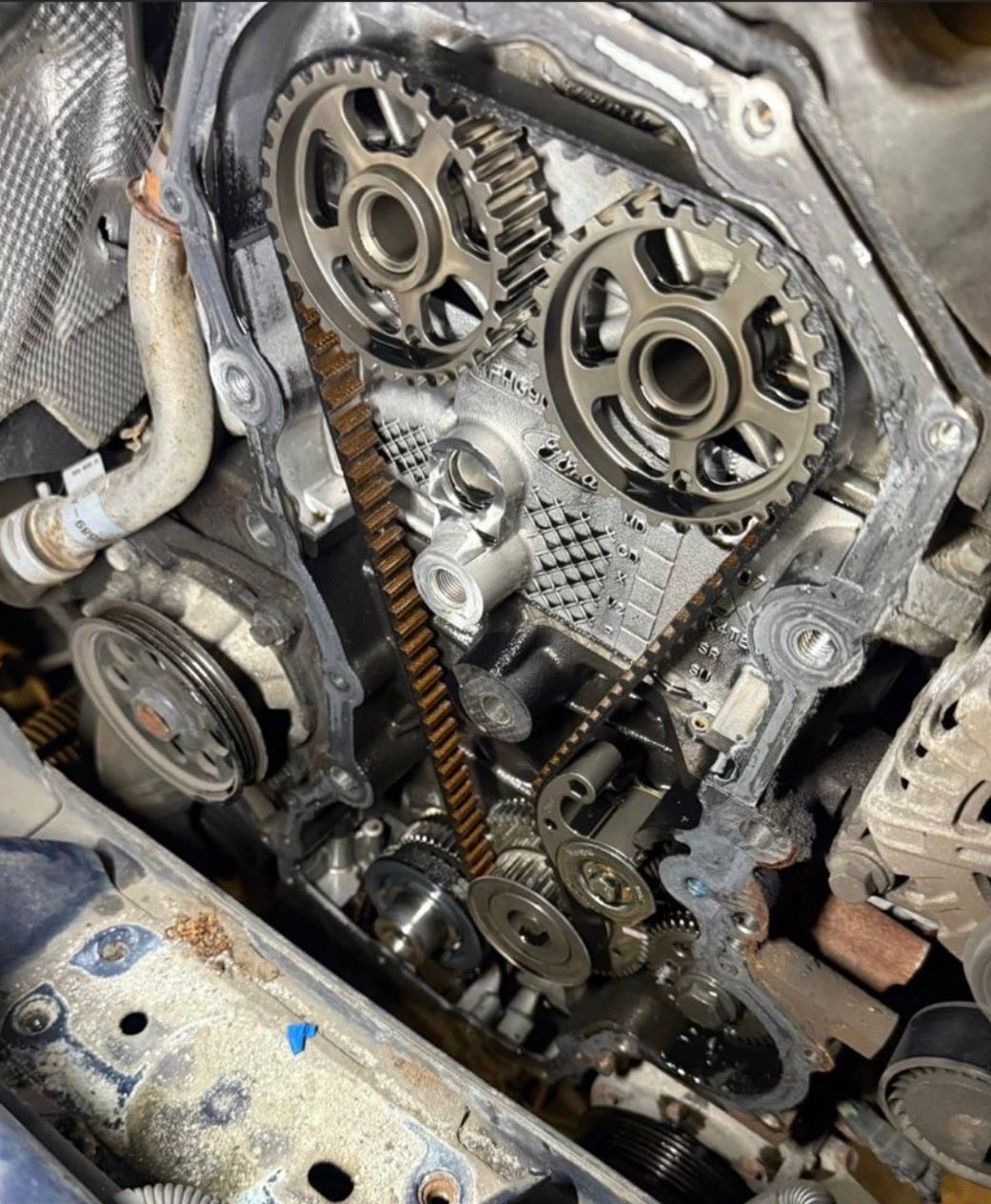 Wet belt replacement of a Ford transit van