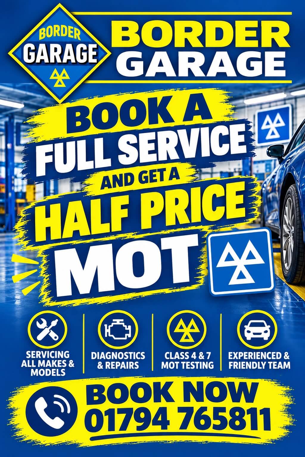 Half price MOT when booking a full service at Border Garage